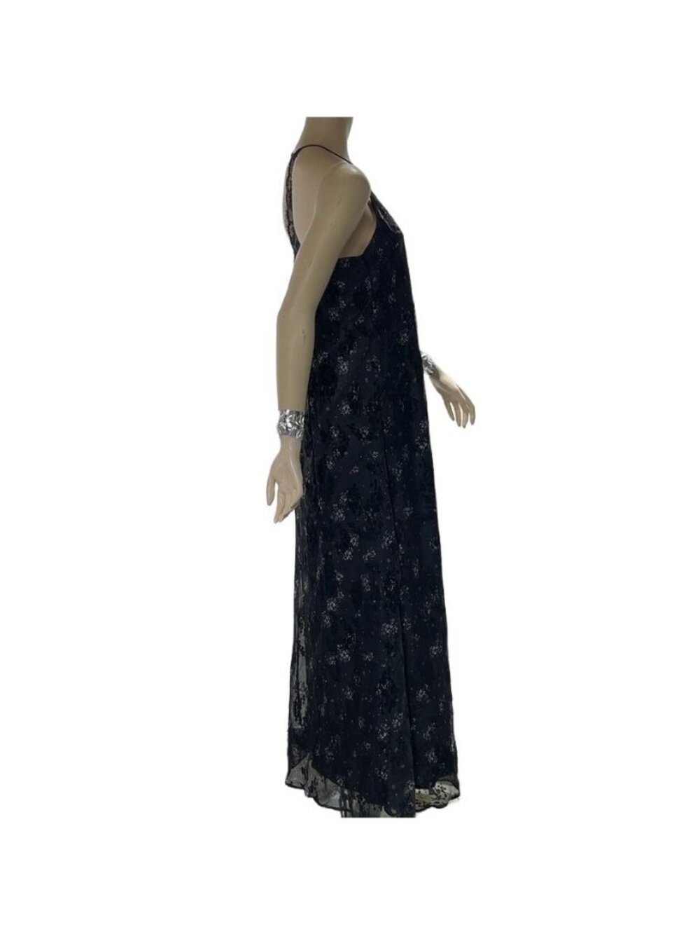 Sugar + Lips Black Lace Maxi Dress S Sleeveless V-Neck Back Detail New - Picture 14 of 16
